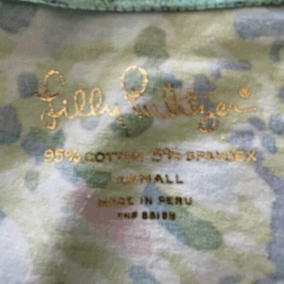 Lilly Pulitzer Michele Blue Vibrant Sky Heaven Tee V-Neck Tropical Floral Print - Picture 4 of 7